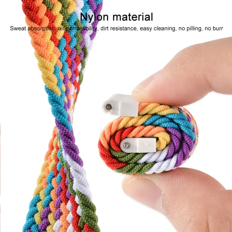 For Samsung Galaxy Watch 46mm Adjustable Nylon Braided Elasticity Replacement Strap Watchband, 165mm