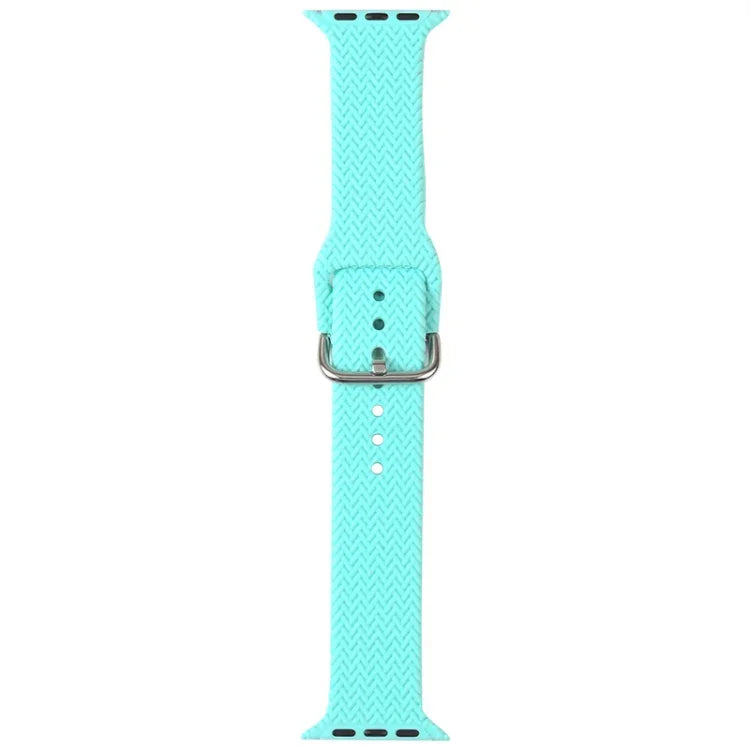 Braided Silicone Replacement Watchbands with Buckle For Apple Watch Series, 7 45mm / 6 & SE & 5 & 4 44mm / 3 & 2 & 1 42mm, 7 41mm / 6 & SE & 5 & 4 40mm / 3 & 2 & 1 38mm