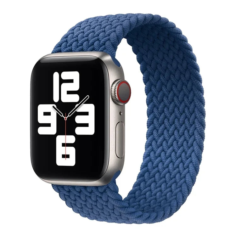 Metal Head Braided Nylon Solid Color Replacement Strap Watchband For Apple Watch Series 6 & SE & 5 & 4 40mm / 3 & 2 & 1 38mm, L 155mm