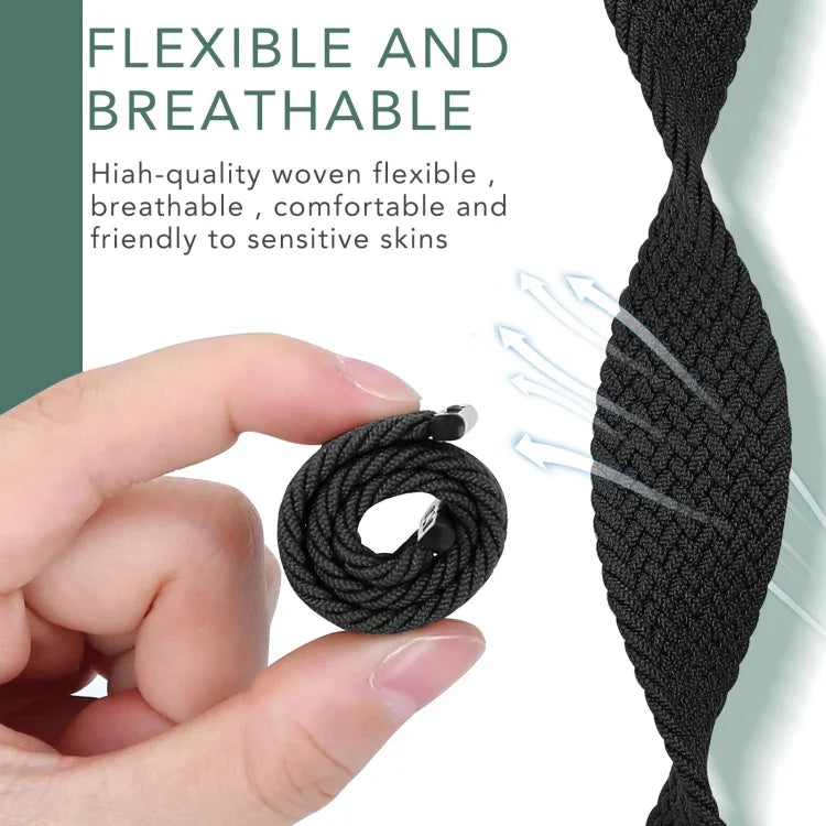 Metal Head Braided Nylon Solid Color Replacement Strap Watchband For Apple Watch Series 6 & SE & 5 & 4 40mm / 3 & 2 & 1 38mm, L 155mm