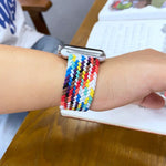 Rainbow Braided Single Loop Replacement Watchbands, Size: L 155mm For Apple Watch Series 6 & SE & 5 & 4 40mm / 3 & 2 & 1 38mm, L 155mm 40mm / 38mm