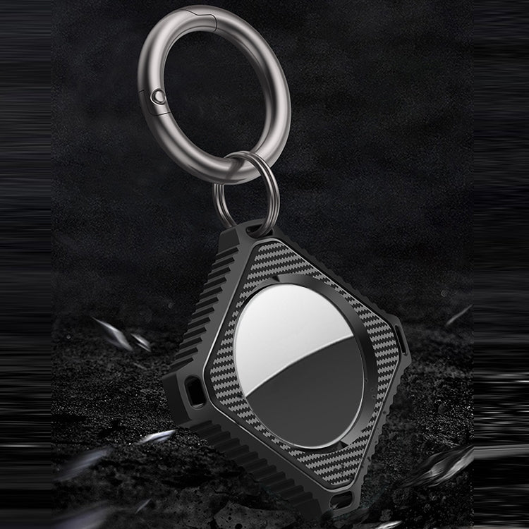 Four Square Carbon Fiber Case with Keychain Ring For AirTag 2nd Gen / AirTag 1st Gen
