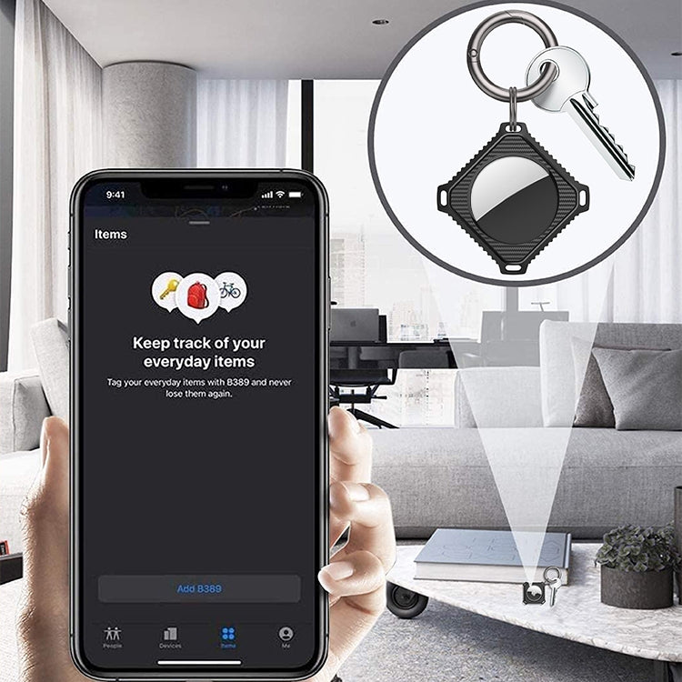 Four Square Carbon Fiber Case with Keychain Ring For AirTag 2nd Gen / AirTag 1st Gen