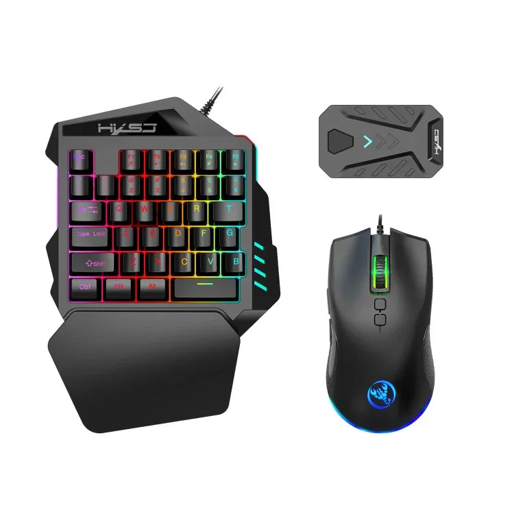 HXSJ P8+V100+J900 Keyboard Mouse Converter + One-handed Keyboard + Programming Gaming Mouse Set, P8+V100+J900