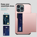 Shockproof Armor Protective Case with Slide Card Slot, For iPhone 13 mini, For iPhone 13, For iPhone 13 Pro, For iPhone 13 Pro Max