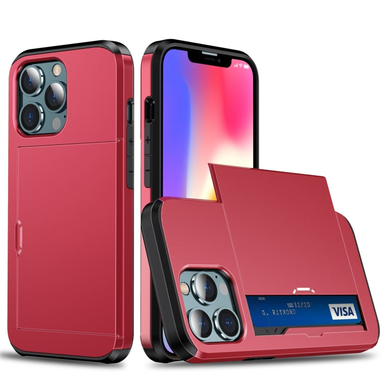 Shockproof Armor Protective Case with Slide Card Slot, For iPhone 13 mini, For iPhone 13, For iPhone 13 Pro, For iPhone 13 Pro Max