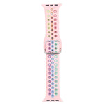 Metal Buckle Silicone Replacement Watchband For Apple Watch Series, 7 41mm / 6 & SE & 5 & 4 40mm / 3 & 2 & 1 38mm, 7 45mm / 6 & SE & 5 & 4 44mm / 3 & 2 & 1 42mm