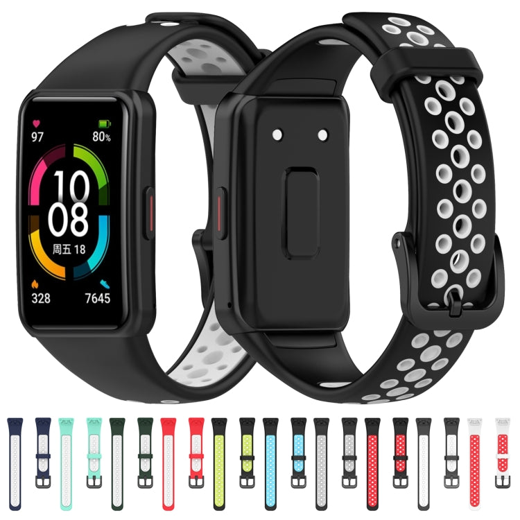 For Huawei Band 6 / Honor Band 6 Universal Two-color Breathable Silicone Replacement Strap Watchband