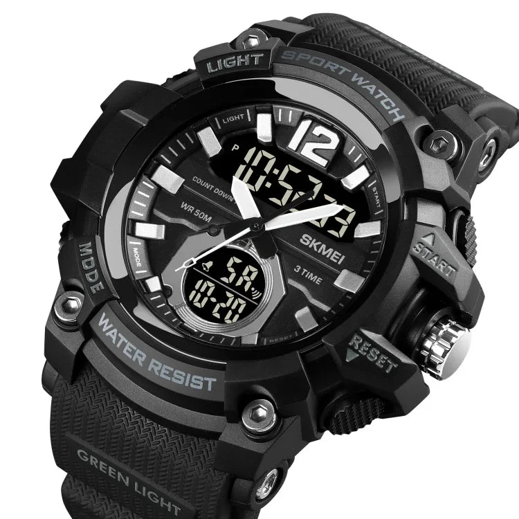 SKMEI 1725 Three Time LED Digital Display Timing Luminous Electronic Watch