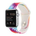 Silicone Painted Pattern Replacement Watchband For Apple Watch Series, 7 45mm / 6 & SE & 5 & 4 44mm / 3 & 2 & 1 42mm, 7 41mm / 6 & SE & 5 & 4 40mm / 3 & 2 & 1 38mm