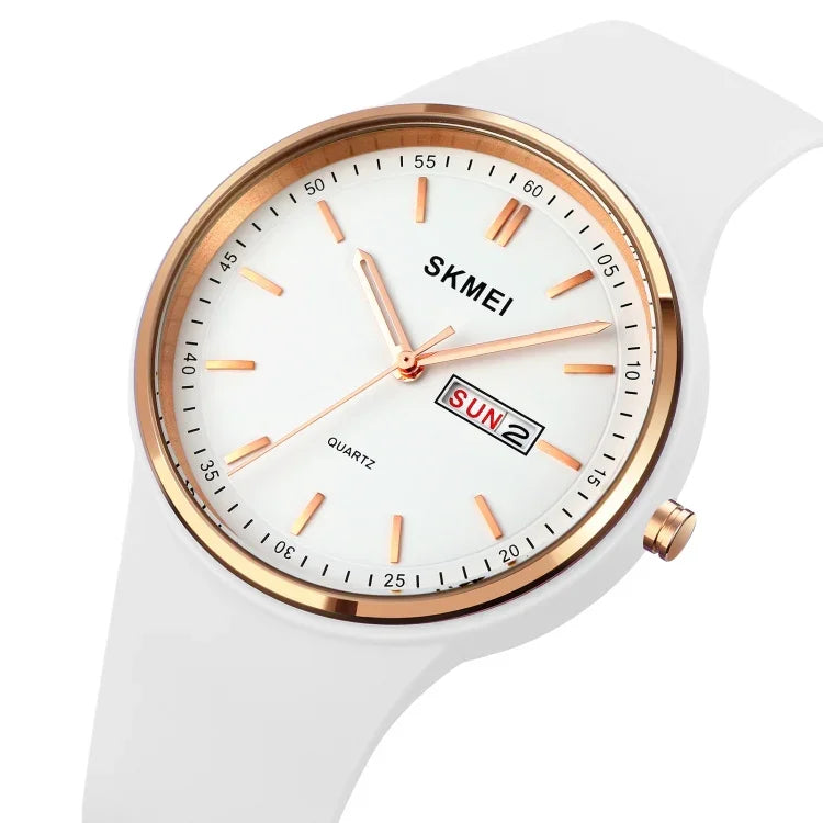 SKMEI 1747 Simple Bar scale Dial Silicone Strap Quartz Watch for Ladies