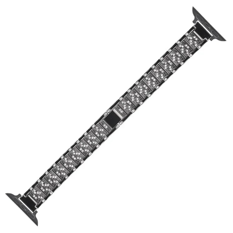 14mm Three-beads Diamond Aluminum Alloy Replacement Strap Watchband For Apple Watch Series, 7 41mm / 6 & SE & 5 & 4 40mm / 3 & 2 & 1 38mm, 7 45mm / 6 & SE & 5 & 4 44mm / 3 & 2 & 1 42mm