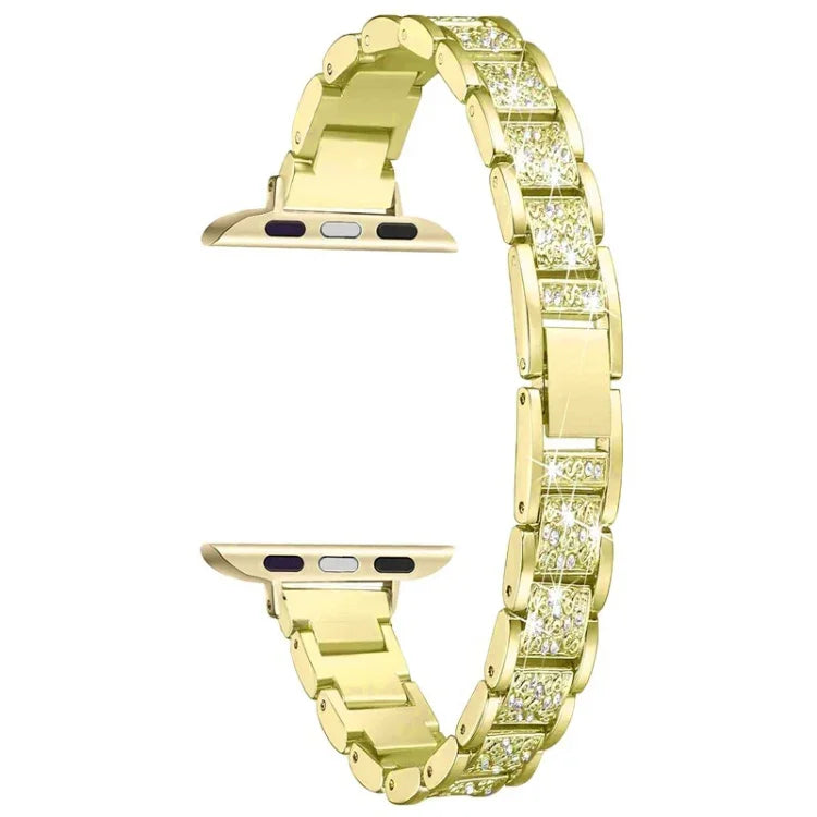 14mm Three-beads Diamond Aluminum Alloy Replacement Strap Watchband For Apple Watch Series, 7 41mm / 6 & SE & 5 & 4 40mm / 3 & 2 & 1 38mm, 7 45mm / 6 & SE & 5 & 4 44mm / 3 & 2 & 1 42mm