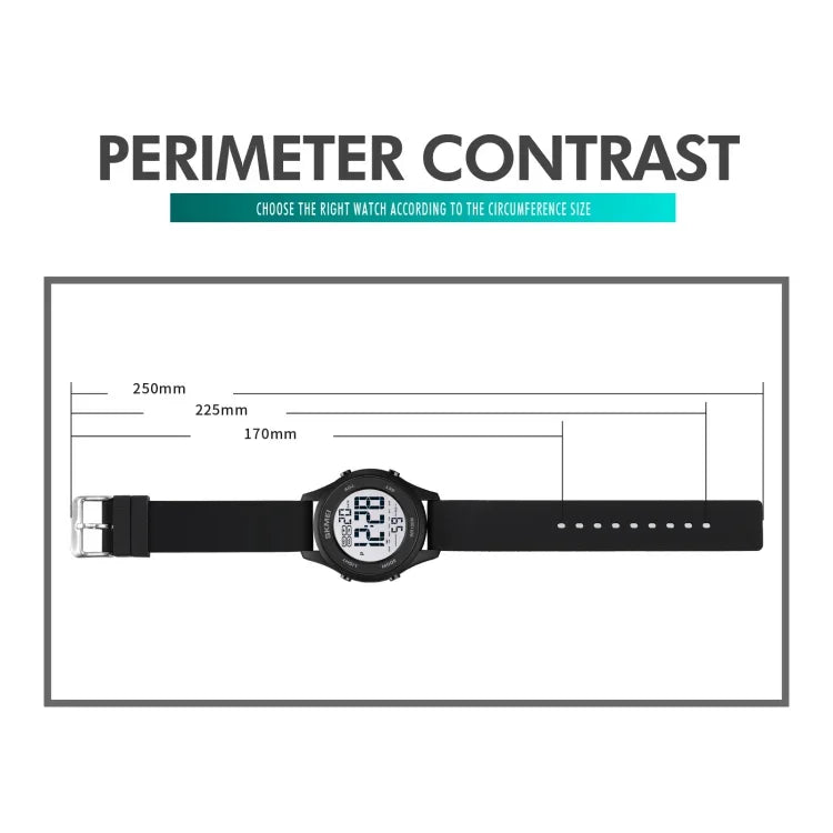 SKMEI 1758 Multifunctional LED Digital Display Luminous Silicone Strap Electronic Watch