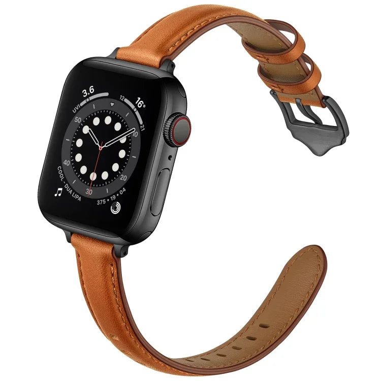 Business Style Leather Replacement Strap Watchband For Apple Watch Series, 7 41mm / 6 & SE & 5 & 4 40mm / 3 & 2 & 1 38mm, 7 45mm / 6 & SE & 5 & 4 44mm / 3 & 2 & 1 42mm
