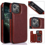 Double Buckle Shockproof PU Protective Case with Card Slots & Holder, For iPhone 13, For  iPhone 13 Mini, For iPhone 13 Pro, For iPhone 13 Pro Max