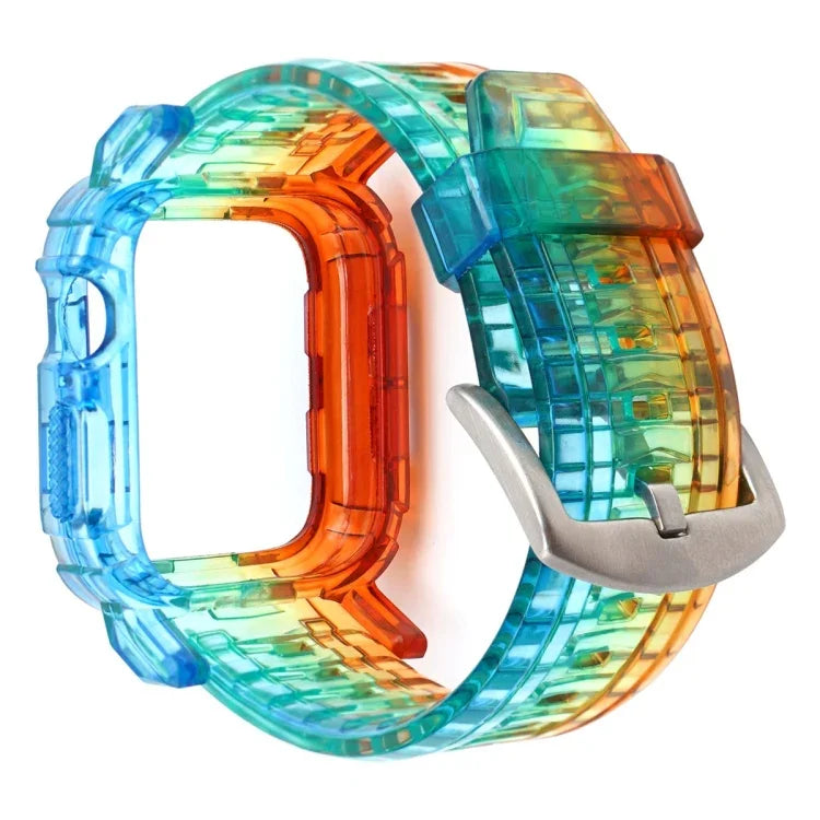 Gradient TPU Integrated Case Strap For Apple Watch Series 9 / 8 / 7 45mm / 6 / 5 / 4 / Watch SE 44mm / Watch 42mm, For Apple Watch Series 9 / 8 / 7 45mm / 6 / 5 / 4 / Watch SE 44mm / Watch 42mm
