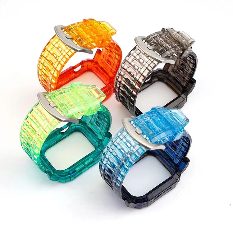 Gradient TPU Integrated Case Strap For Apple Watch Series 9 / 8 / 7 45mm / 6 / 5 / 4 / Watch SE 44mm / Watch 42mm, For Apple Watch Series 9 / 8 / 7 45mm / 6 / 5 / 4 / Watch SE 44mm / Watch 42mm