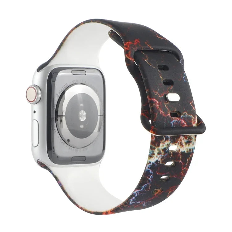 8-buckle Printed Replacement Strap Watchband For Apple Watch Series, 7 45mm / 6 & SE & 5 & 4 44mm / 3 & 2 & 1 42mm, 7 41mm / 6 & SE & 5 & 4 40mm / 3 & 2 & 1 38mm
