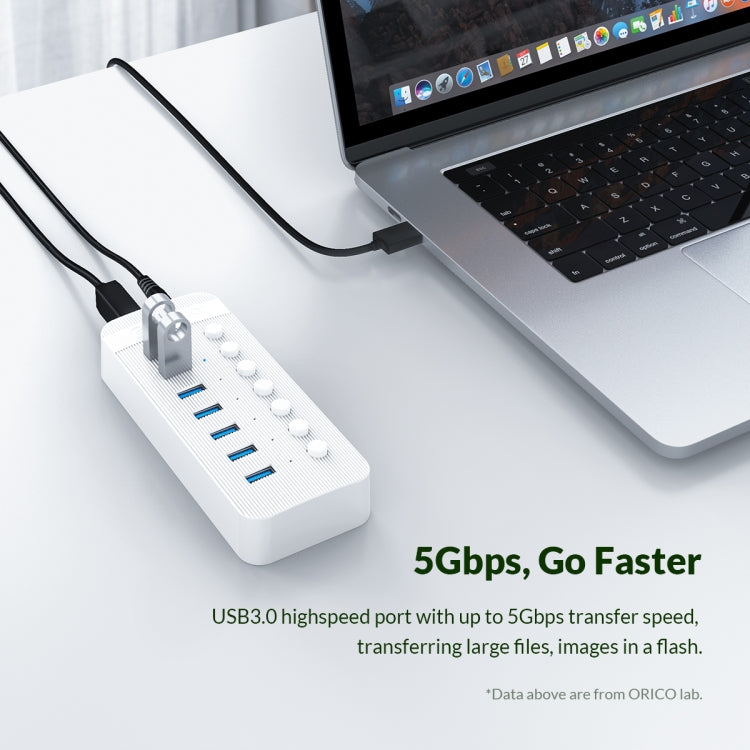 ORICO CT2U3-7AB-WH 7 In 1 Plastic Stripes Multi-Port USB HUB with Individual Switches,, CT2U3-7AB-WH UK Plug, CT2U3-7AB-BK EU Plug, CT2U3-7AB-WH EU Plug, CT2U3-7AB-BK AU Plug, CT2U3-7AB-WH AU Plug, CT2U3-7AB-BK UK Plug
