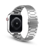 Ultra-thin Three-bead Metal Replacement Strap Watchband For Apple Watch Series, 7 41mm / 6 & SE & 5 & 4 40mm / 3 & 2 & 1 38mm, 7 45mm / 6 & SE & 5 & 4 44mm / 3 & 2 & 1 42mm