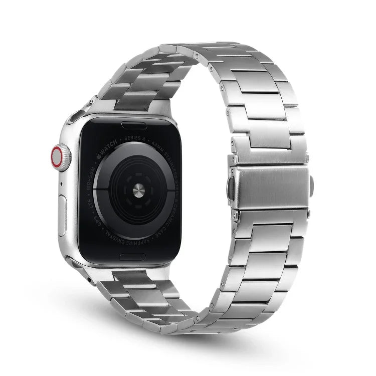 Ultra-thin Three-bead Metal Replacement Strap Watchband For Apple Watch Series, 7 41mm / 6 & SE & 5 & 4 40mm / 3 & 2 & 1 38mm, 7 45mm / 6 & SE & 5 & 4 44mm / 3 & 2 & 1 42mm