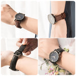 Two-layer Cowhide Leather Bamboo Joint Texture Replacement Strap Watchband, 10mm, 12mm, 14mm, 16mm, 18mm, 20mm, 22mm, 24mm