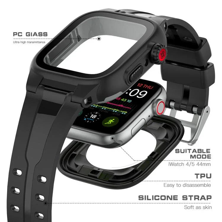 RedPepper IP68 Waterproof Screen Protector + Watchband + Protective Case, For Apple Watch Series 6 / 5 / 4 / Watch SE 44mm
