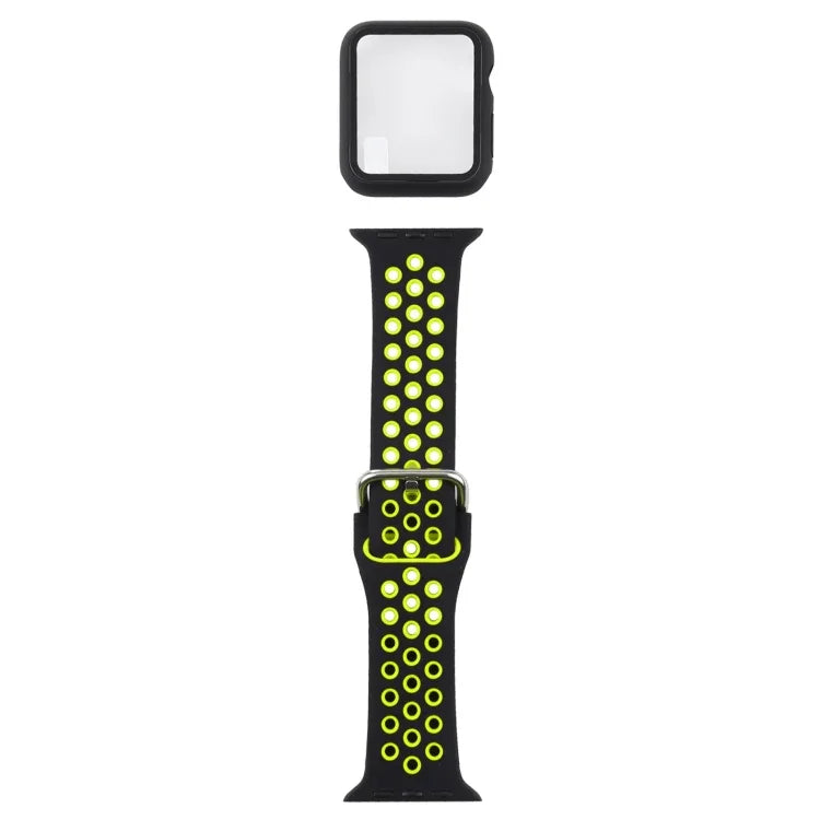 Silicone Replacement Strap Watchband + Protective Case with Screen Protector Set For Apple Watch Series, 3 & 2 & 1 42mm, For Apple Watch Series 6 / 5 / 4 / Watch SE 44mm