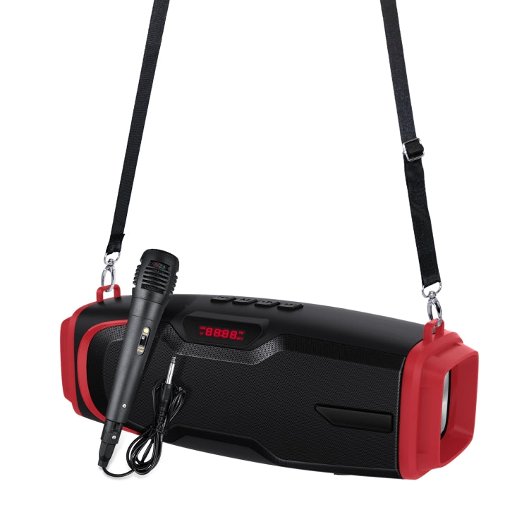 New Rixing NR-6012M Bluetooth 5.0 Portable Outdoor Karaoke Wireless Bluetooth Speaker with Microphone & Shoulder Strap, NR-6012M(Blue), NR-6012M(Green), NR-6012M(Black), NR-6012M(Red)