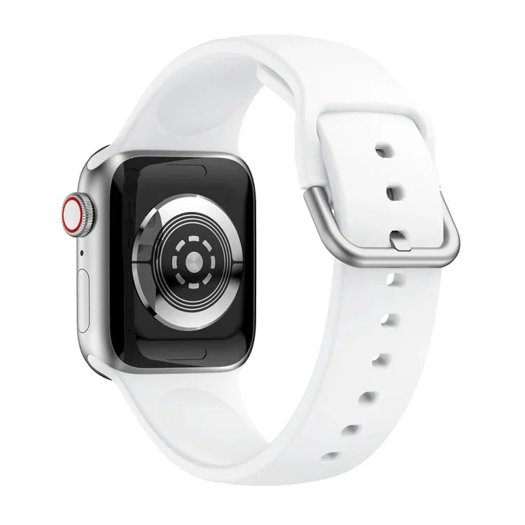 Single-color Silicone Buckle Replacement Strap Watchband For Apple Watch Series, 7 41mm / 6 & SE & 5 & 4 40mm / 3 & 2 & 1 38mm, 7 45mm / 6 & SE & 5 & 4 44mm / 3 & 2 & 1 42mm