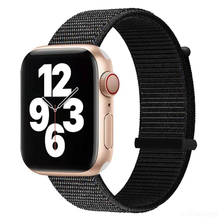Hook and Loop Fastener Dual Section Replacement Watchband For Apple Watch Series, 7 41mm / 6&SE&5&4 40mm / 3&2&1 38mm, 7 45mm / 6&SE&5&4 44mm / 3&2&1 42mm