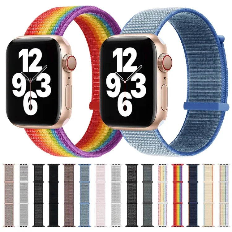Hook and Loop Fastener Dual Section Replacement Watchband For Apple Watch Series, 7 41mm / 6&SE&5&4 40mm / 3&2&1 38mm, 7 45mm / 6&SE&5&4 44mm / 3&2&1 42mm