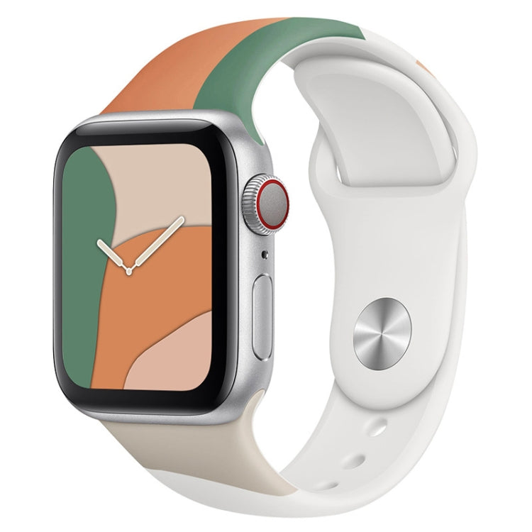 Morandi Series Contrast Color Silicone Replacement Watchband For Apple Watch Series, 7 41mm / 6&SE&5&4 40mm / 3&2&1 38mm, 7 45mm / 6&SE&5&4 44mm / 3&2&1 42mm