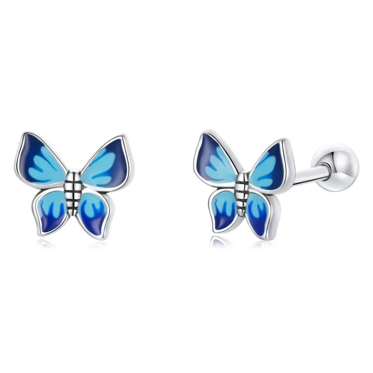 S925 Sterling Silver Butterfly Ear Studs Women Earrings, Butterfly