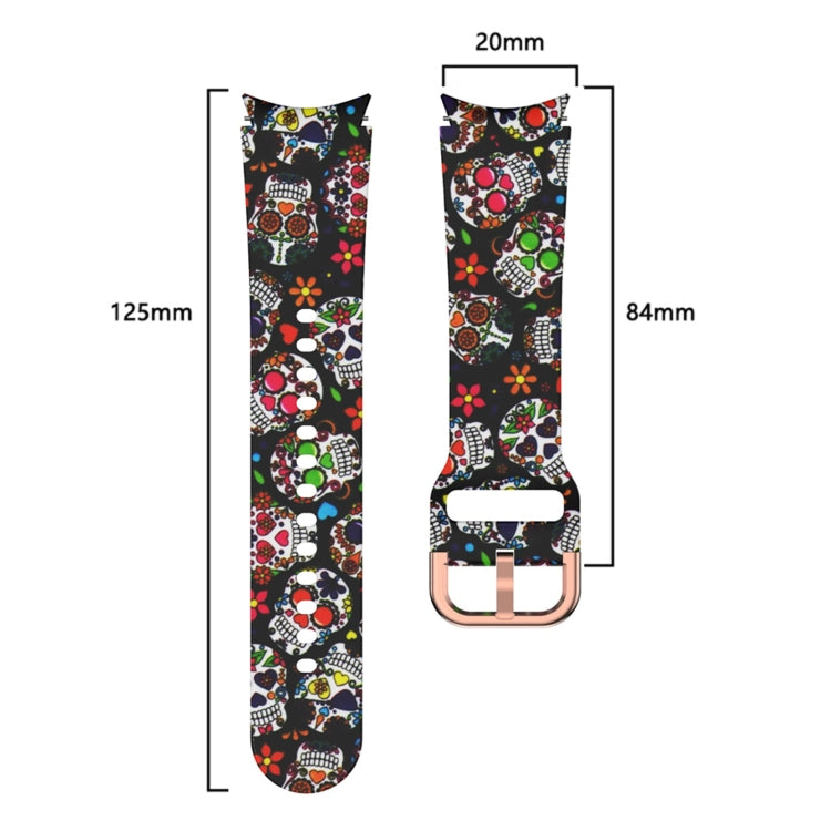 For Samsung Galaxy Watch4 / Watch4 Classic Silicone Printing Replacement Strap Watchband, Tie Dye, Rainbow, Color Skull, Grey Flowers, Sunflower, Cat Paw, Candy