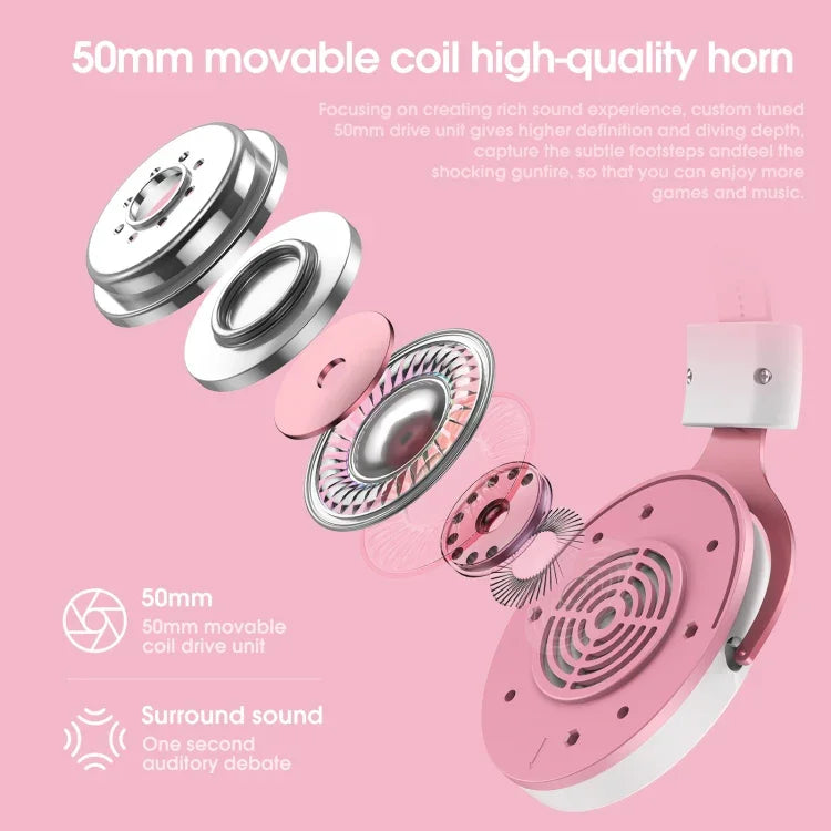 ONIKUMA X10 Car Ear LED Light Adjustable Gaming Headset with Microphone