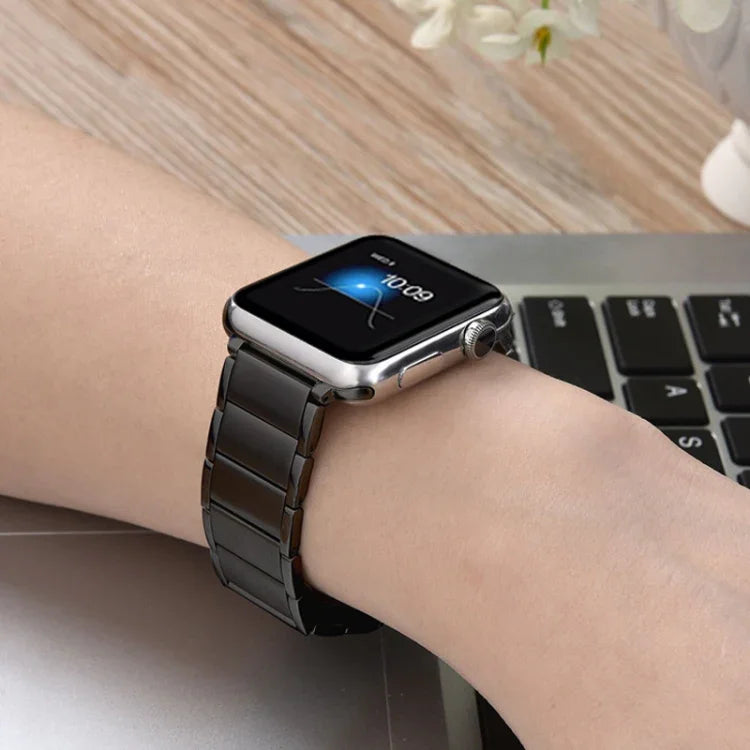 Bamboo Joint Magnetic Steel Replacement Strap Watchband For Apple Watch Series, 7 41mm / 6&SE&5&4 40mm / 3&2&1 38mm, 7 45mm / 6&SE&5&4 44mm / 3&2&1 42mm