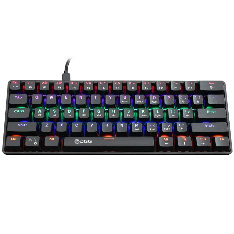 HXSJ V900 61 Keys Cool Lighting Effect Mechanical Wired Keyboard, Black, White