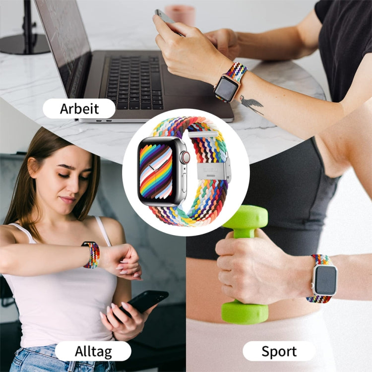 Nylon Braid One Buckle Replacement Watchband For Apple Watch Series, 7 45mm / 6&SE&5&4 44mm / 3&2&1 42mm