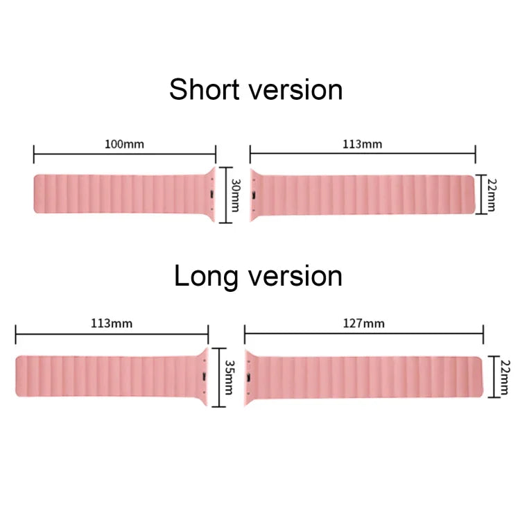 Silicone Magnetic Integrated Short Strap Watchband For Apple Watch Series, 7 41mm / 6&SE&5&4 40mm / 3&2&1 38mm, 7 45mm / 6&SE&5&4 44mm / 3&2&1 42mm