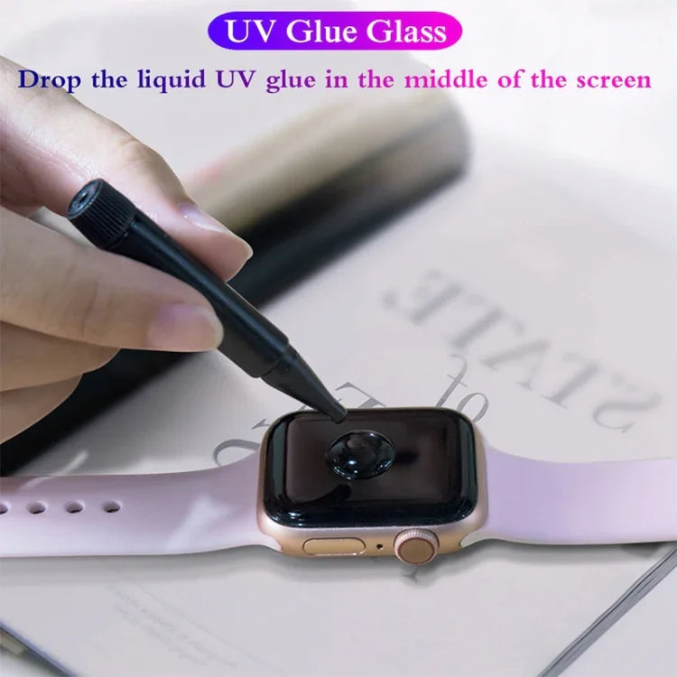 UV Liquid Curved Full Glue Full Screen Tempered Glass Film For Apple Watch Series 9 / 8 / 7 41mm, For Apple Watch Series 8 / 7 41mm, For Apple Watch Series 8 / 7 45mm