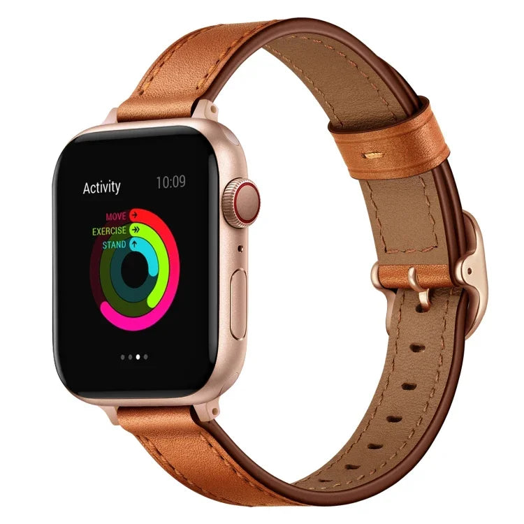 14mm Leather Strap Watchband For Apple Watch Series, 7 41mm / 6&SE&5&4 40mm / 3&2&1 38mm, 7 45mm / 6&SE&5&4 44mm / 3&2&1 42mm