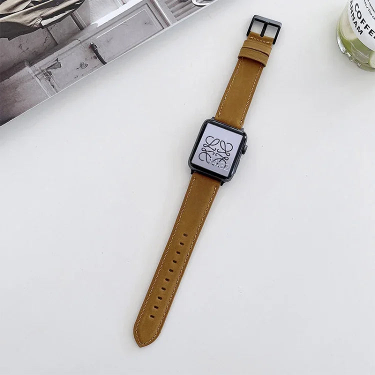 Crazy Horse Texture Matte Replacement Watchband For Apple Watch Series, 7 45mm / 6&SE&5&4 44mm / 3&2&1 42mm, 7 41mm / 6&SE&5&4 40mm / 3&2&1 38mm