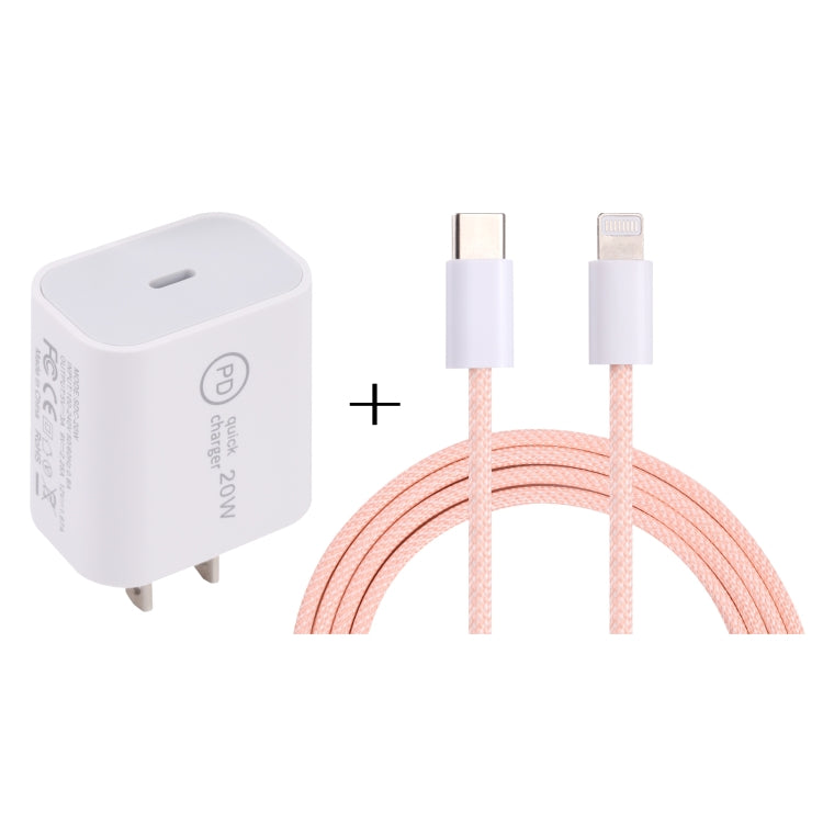 SDC-20W PD USB-C / Type-C Travel Charger + 1m 12W USB-C / Type-C to 8 Pin Data Cable Set,, EU Plug, US Plug