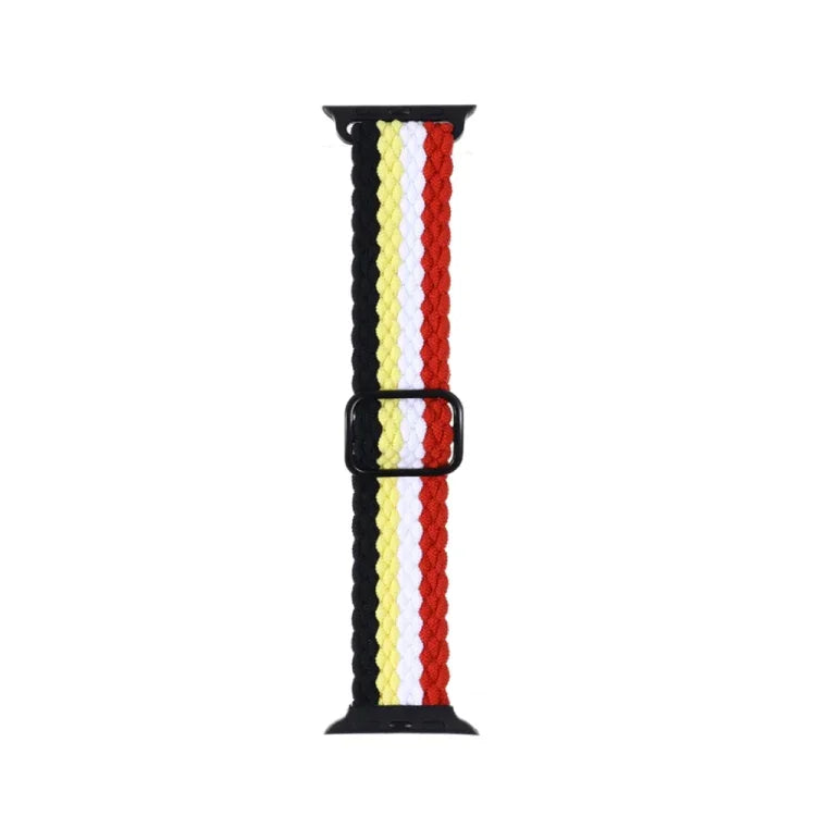 Adjustable Striped Woven Nylon Strap Watchband For Apple Watch Series, 7 41mm / 6&SE&5&4 40mm / 3&2&1 38mm, 7 45mm / 6&SE&5&4 44mm / 3&2&1 42mm