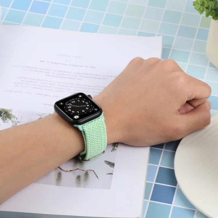Nylon Braid Strap Watchband For Apple Watch Series, 7 45mm / 6&SE&5&4 44mm / 3&2&1 42mm