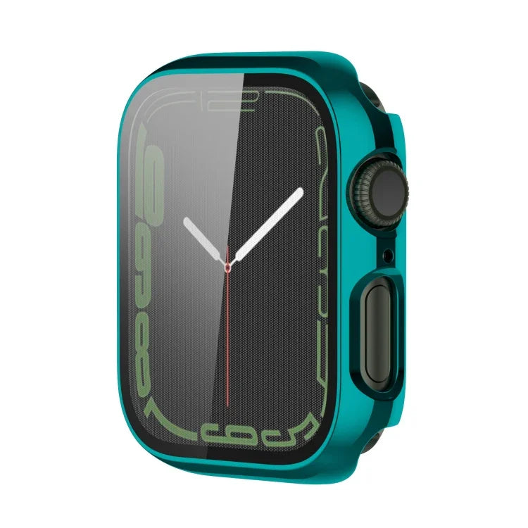 Electroplating Shockproof PC Protective Case with Tempered Glass Film, For Apple Watch Series 9 / 8 / 7 41mm, For Apple Watch Series 9 / 8 / 7 45mm
