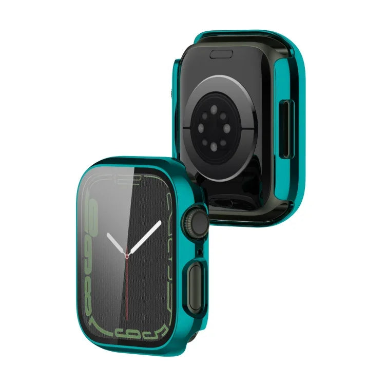 Electroplating Shockproof PC Protective Case with Tempered Glass Film, For Apple Watch Series 9 / 8 / 7 41mm, For Apple Watch Series 9 / 8 / 7 45mm