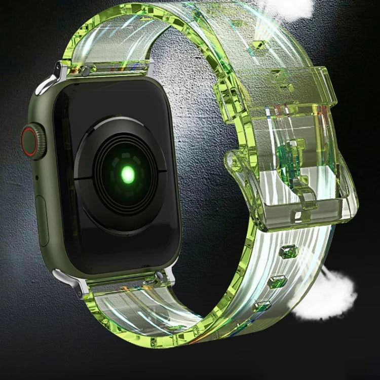 Colorful Transparent Silicone Watchband For Apple Watch Series, 7 45mm / 6 & SE & 5 & 4 44mm / 3 & 2 & 1 42mm, 7 41mm / 6 & SE & 5 & 4 40mm / 3 & 2 & 1 38mm
